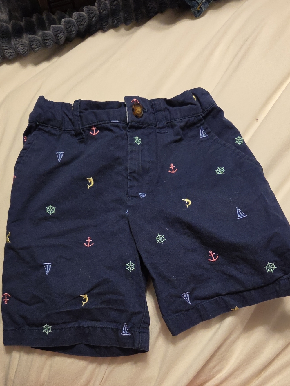 Carter's Navy Shorts with Multicolor Nautical Embroidery